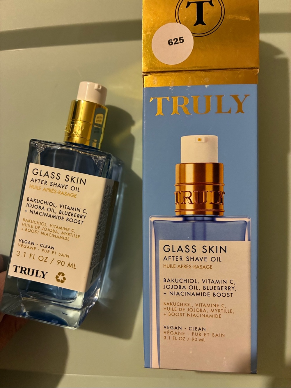 TRULY Glass Skin After Shave Oil - Blue and Gold Accents
